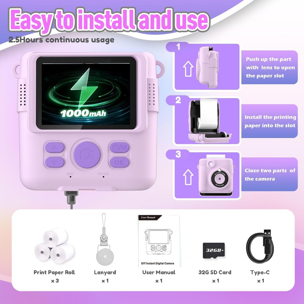 Instant Print Camera for Kids, - đánh giá và giá Kids Toys Drawing