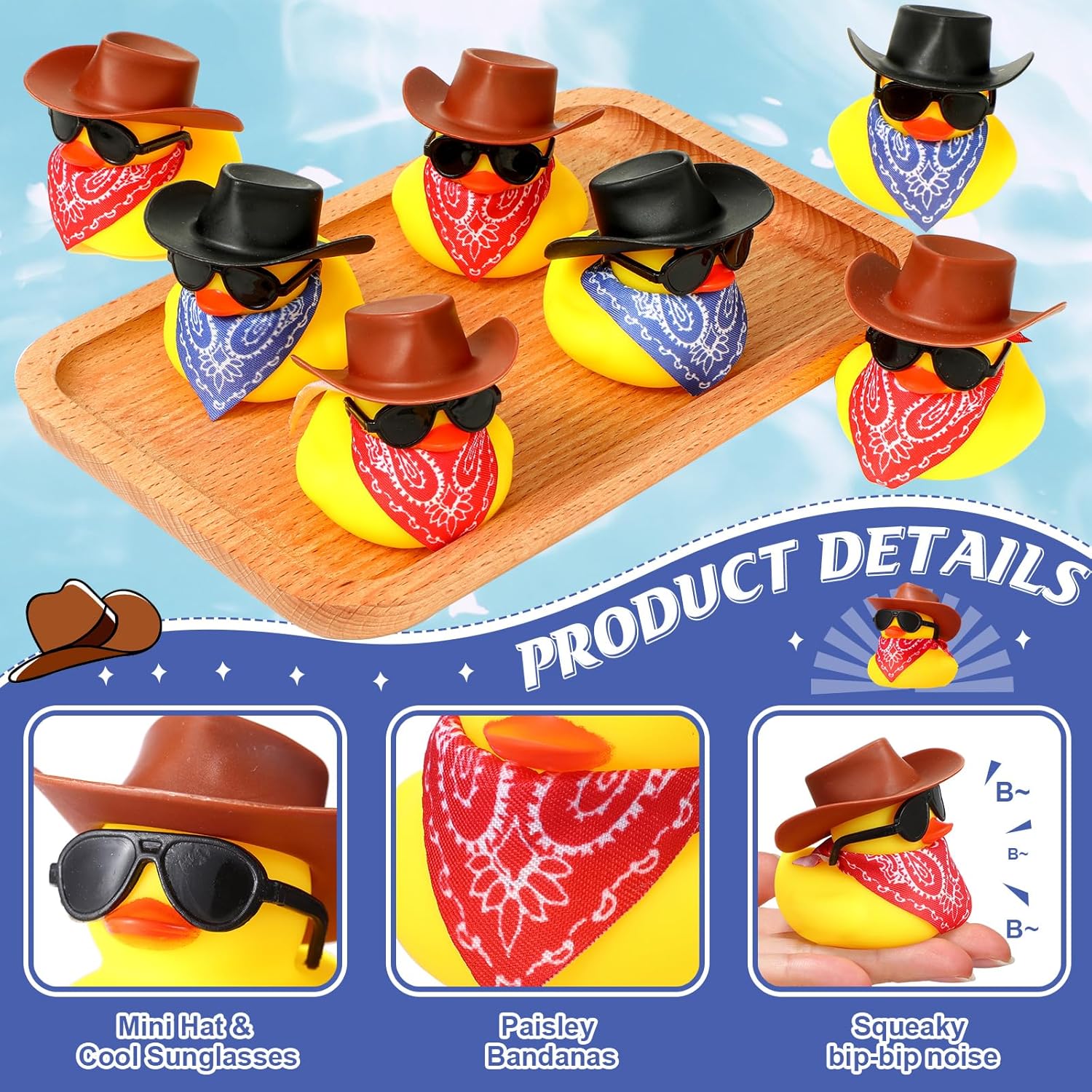 24 Set Cowboy Rubber Ducks wit - đánh giá và giá Rubber Duck Bath